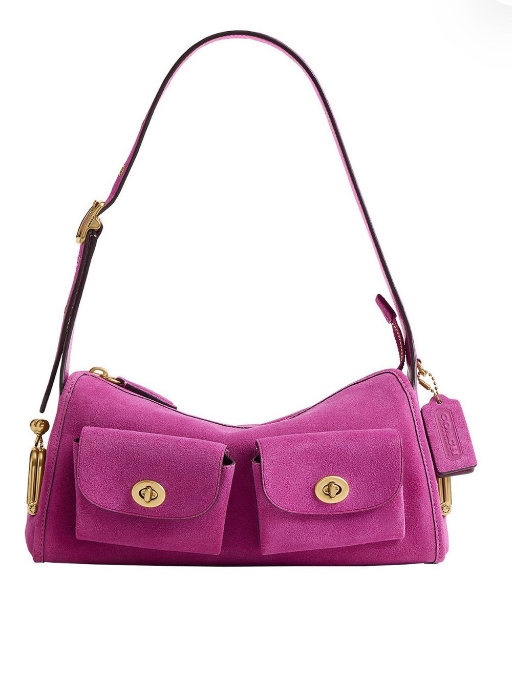 NWT Coach Originals Turnlock Haversack Medium Suede Shoulder Bag 27